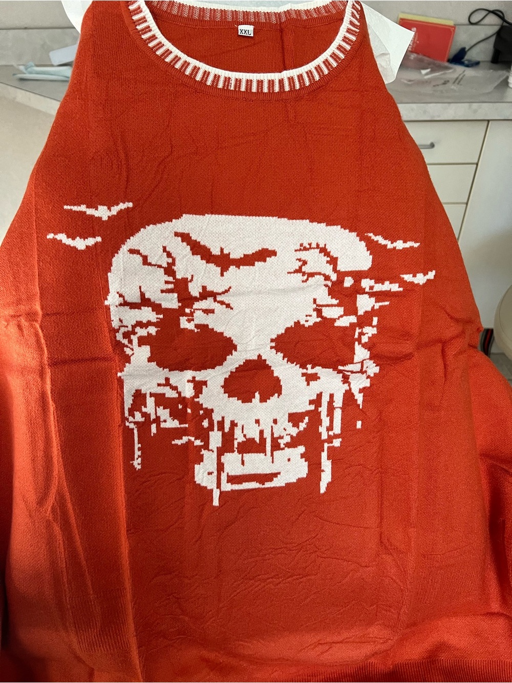 Men's Red Skull Knit Sweater - Unbranded